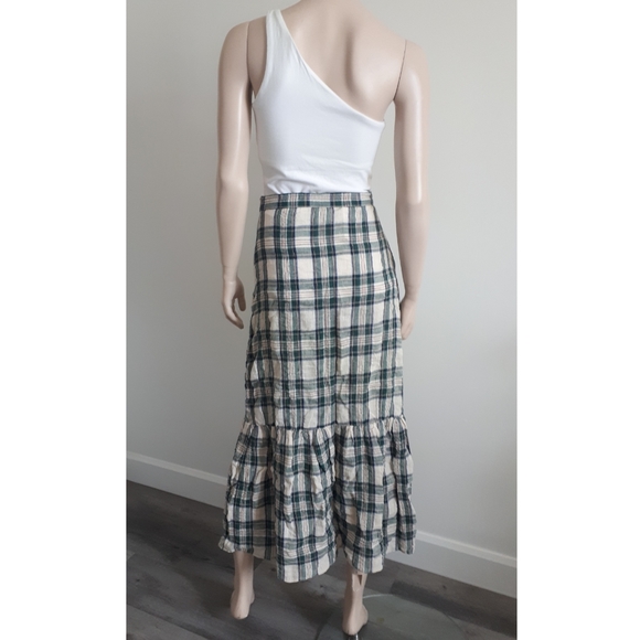 Zara | Plaid Check Ruffle Hem Midi Skirt - Picture 4 of 16